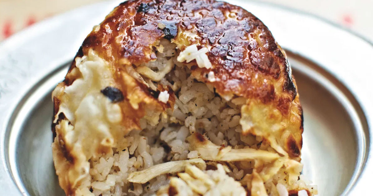 Turkish Chicken And Rice Pie Perde Pilavı, or veiled pilaf